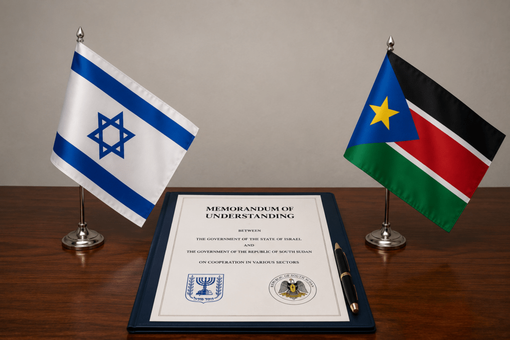 2 דגלים של ישראל ודרום סודאן